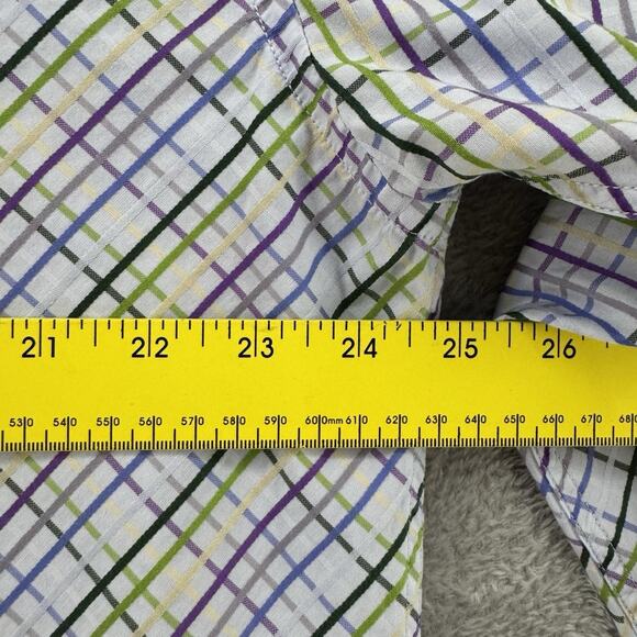 Tommy Hilfiger Shirt Men XL White Plaid Textured LS Button Front Collared Pocket - Picture 10 of 13